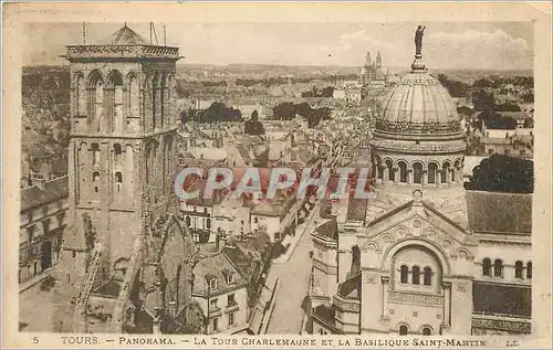 Ansichtskarte AK Tours Panorama La Tour Charlemagne et la Basilique Saint Martin