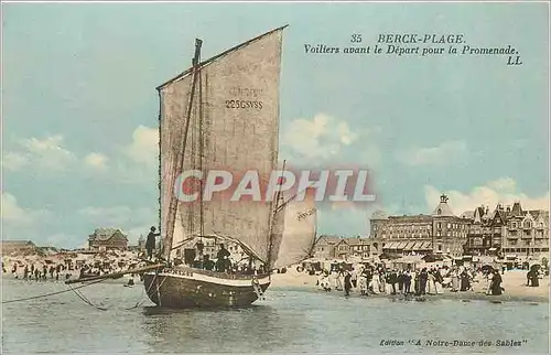 Cartes postales Berck Plage Voiliers avant le Depart pour la Promenade Bateau