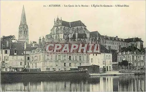 Cartes postales Auxerre Les Quais de la Marine L'Eglise St Germain L'Hotel Dieu