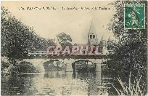 Ansichtskarte AK Paray le Monial La Bourbince le Pont et la Basilique