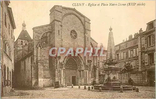 Cartes postales Cluny Eglise et Place Notre Dame