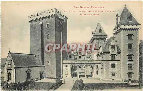 Cartes postales Pau Le Chateau Henri IV Dondjon Facade et Entree