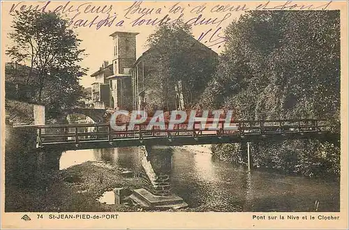 Cartes postales St Jean Pied de Port Pont sur la Nive et le Clocher