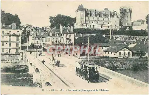Cartes postales Pau Le Pont de Jurancon et le Chateau Tramway