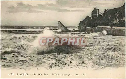 Cartes postales Biarritz La Villa Beiza et le Cachaou par gros temps