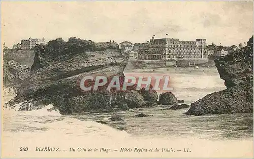 Cartes postales Biarritz Un Coin de la Plage Hotels Regina et du Palais