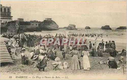 Cartes postales Biarritz La Plage a l'heure du Bain