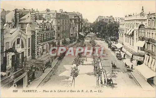 Cartes postales Biarritz Place de la Liberte et Gare du B A B