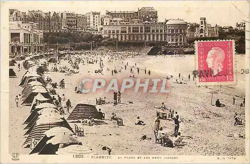 Ansichtskarte AK Biarritz La Plage et les Deux Casinos