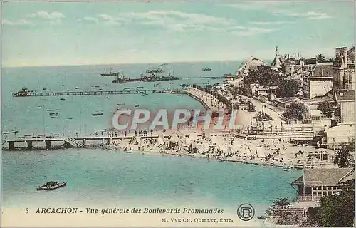 Cartes postales Arcachon Vue generale des Boulevards Promenades