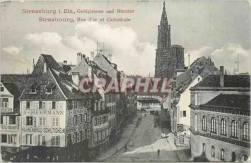 Cartes postales Strasbourg Rue d'or et Cathedrale
