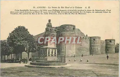 Cartes postales Angers La Statue du Roi Rene et le Chateau