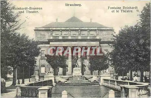 Ansichtskarte AK Strassburg Fontaine Reinhardt et le Theatre