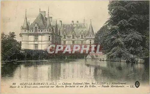 Cartes postales Azay le Rideau I et L Chateau National