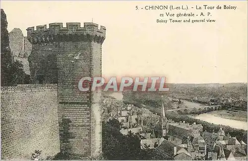 Cartes postales Chinon I et L La Tour de Boissy et Vue generale