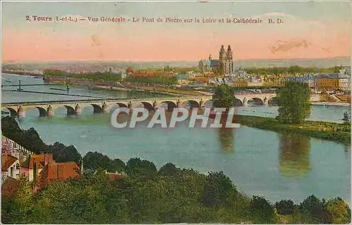 Ansichtskarte AK Tours I et L Vue Generale Le Pont de Pierre sur la Loire et la Cathedrale