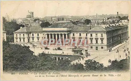 Cartes postales Tours Le Palais de Justice vu de la Terrasse de l'Hotel Metropole et partie Ouest de la Ville