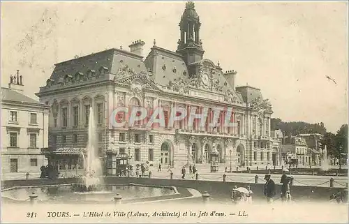 Ansichtskarte AK Tours L'Hotel de Ville et les Jets d'eau