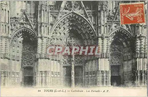 Cartes postales Tours I et L Cathedrale Les Portails