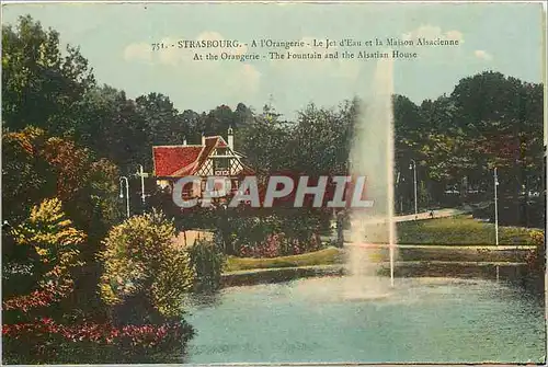 Ansichtskarte AK Strasbourg A l'Orangerie Le Jet d'Eau et la Maison Alsacienne