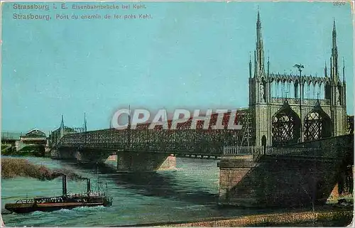 Cartes postales Strasbourg Pont du chemin de fer pres Kehl Bateau