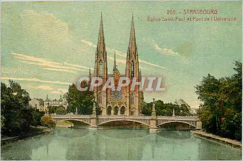 Cartes postales Strasbourg Eglise Saint Pail et Pont de l'Universite