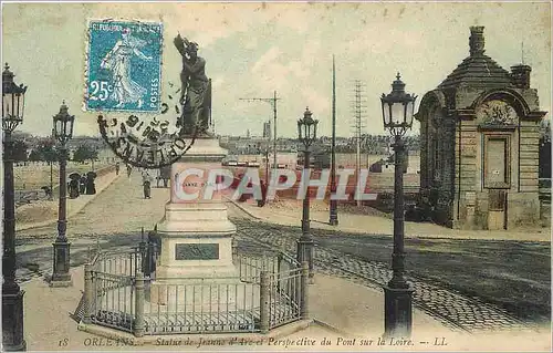Cartes postales Orleans Statue de Jeanne d'Arc et Perspective du Pont sur la Loire