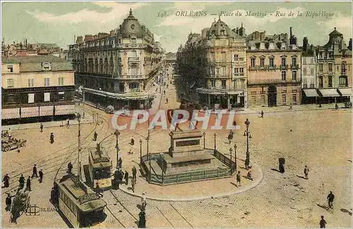 Cartes postales Orleans Place du Martroi Rue de la Republique Tramway
