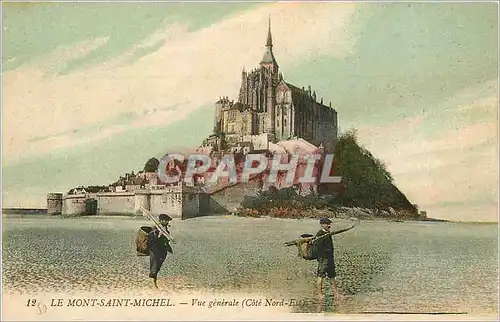 Cartes postales Le Mont Saint Michel Vue generale Peche Pecheur