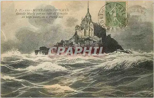 Cartes postales Mont Saint Michel Grande Maree par un jour de Tempete