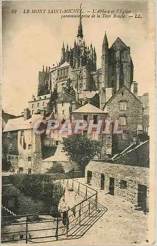 Cartes postales Le Mont Saint Michel L'Abbaye et l'Eglise paroissiale prise de la Tour Boucle
