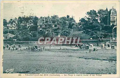 Cartes postales Villerville sur Mer Calvados La Plage a maree basse et les Villas