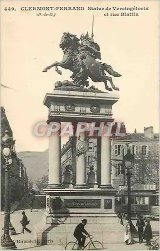 Ansichtskarte AK Clermont Ferrand Statue de Vercigetorix et rue Blattin