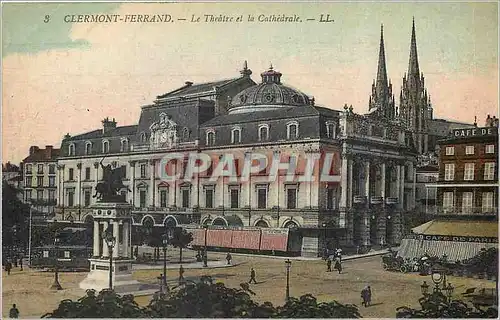 Cartes postales Clermont Ferrand Le Theatre et la Cathedrale