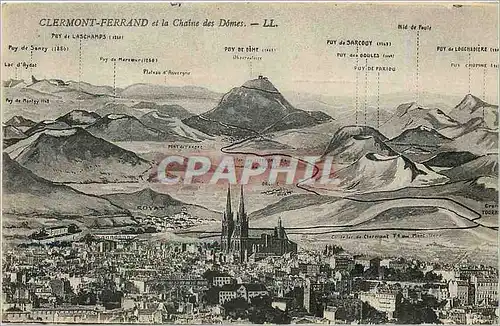 Cartes postales Clermont Ferrand et la Chaine des Domes