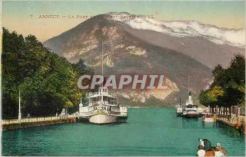 Ansichtskarte AK Annecy Le Port et les Mont Veyrier Bateau