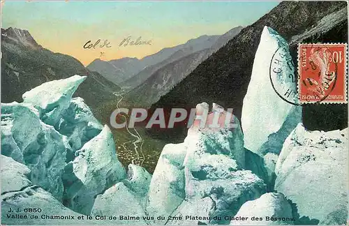 Cartes postales Vallee de Chamonix et le Col de Balme vus du 2me Plateau du Glacier des Bossons