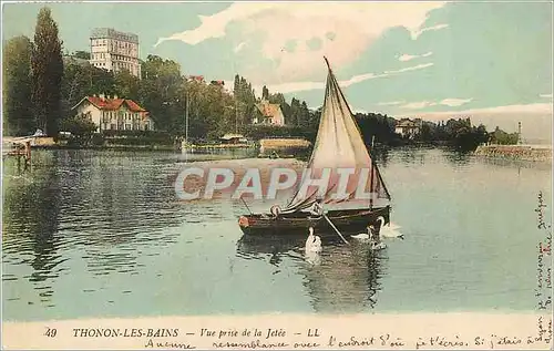 Cartes postales Thonon les Bains Vue prise de la Jetee Bateau Cygnes