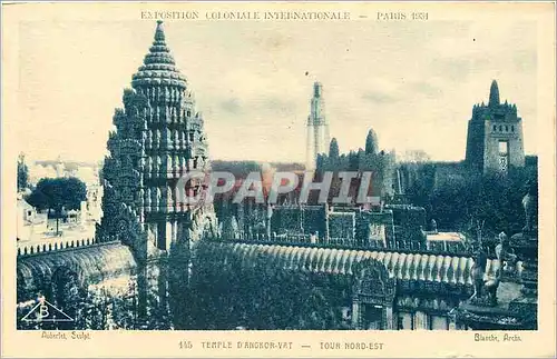Cartes postales Paris Temple d'Angkor Vat Tour Nord Est  Exposition coloniale internationale 1931