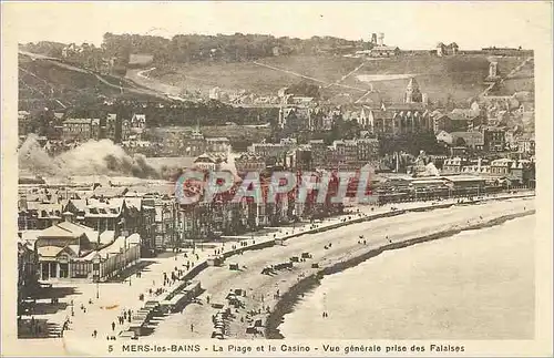 Cartes postales Mers les Bains La Plage et le Casino Vue generale prise des Falaises