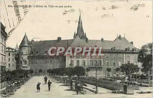 Ansichtskarte AK Grenoble L'Hotel de Ville et son jardin