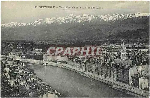 Cartes postales Grenoble Vue generale et la Chaine des Alpes
