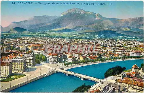 Cartes postales Grenoble Vue generale et le Moucherotte prise du Fort Rabot