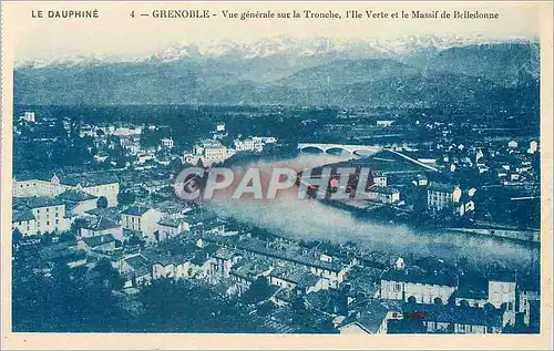 Cartes postales Grenoble Vue generale sur la Tronche l'Ile Verte et le Massif de Belledonne