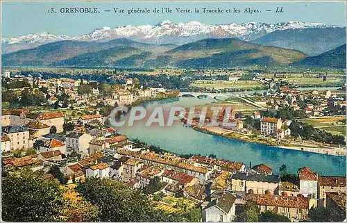 Cartes postales Grenoble Vue generale de l'Ile Verte la Tronche et les Alpes