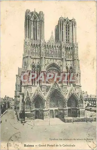 Ansichtskarte AK Reims Grand Portail de la Cathedrale