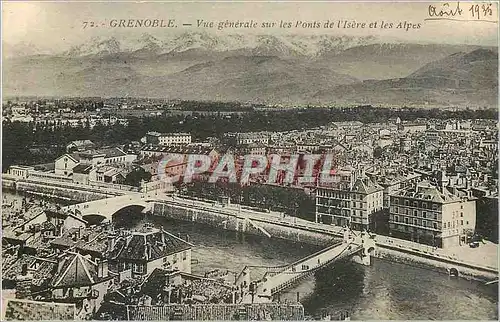 Ansichtskarte AK Grenoble Vue Generale sur les Ponts de l'Isere et les Alpes