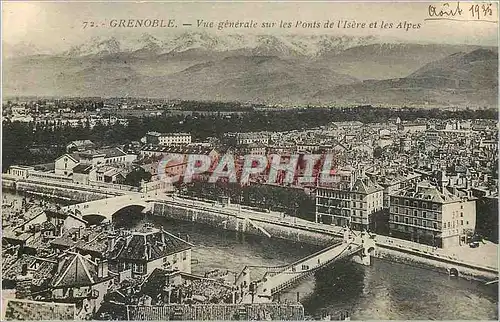 Cartes postales Grenoble Vue Generale sur les Ponts de l'Isere et les Alpes