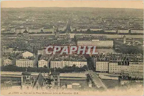 Cartes postales Lyon Vue sur la Place Bellecour prise de Fourviere