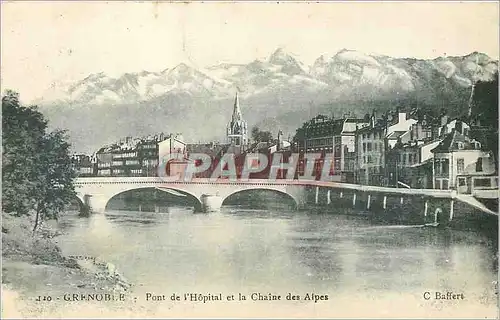 Cartes postales Grenoble Pont de l'Hopital et la Chaine des Alpes